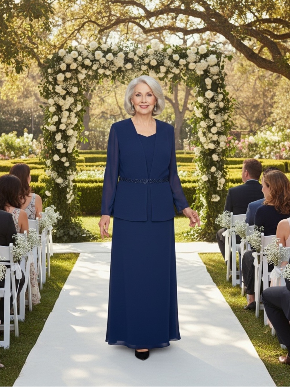VNTG Ursula of Switzerland Blue Chiffon Dress & Jacket Set Mother of the Bride - Picture 2 of 16